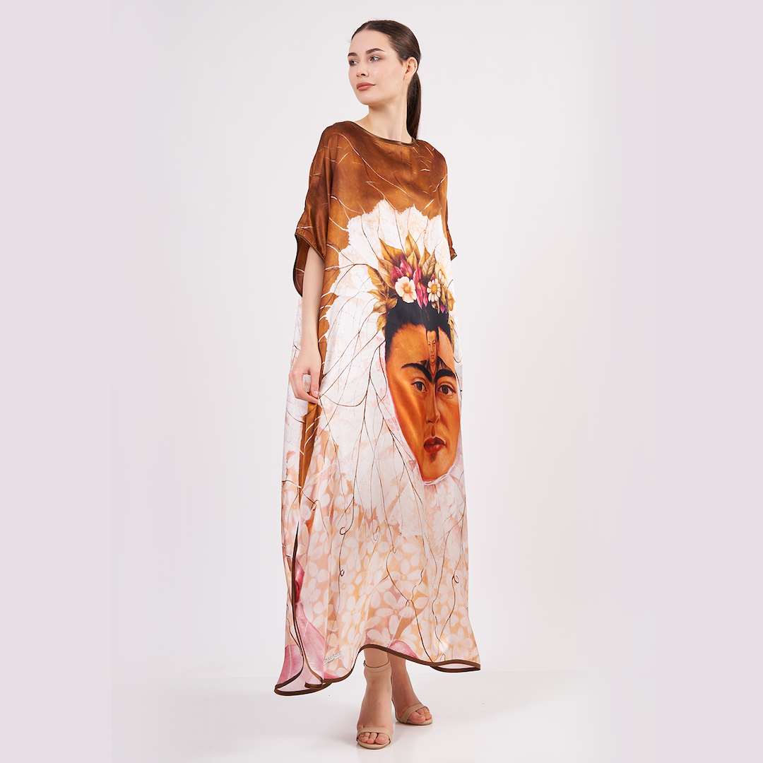 Long Mulberry Pure Silk Dress - Frida Ecru Beige