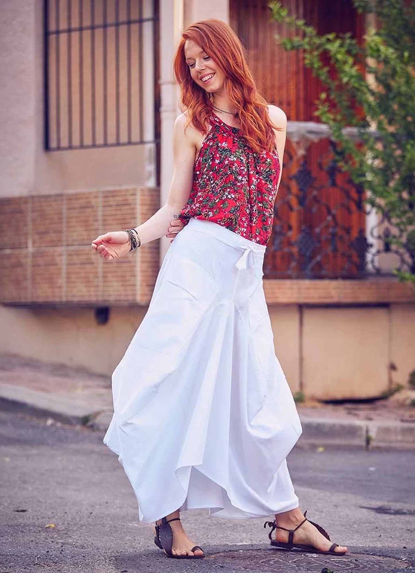 Gypsy Boho Style Elastic Waist Oversized Pockets Skirts - Mawlana Cashmere & Silk